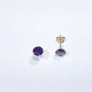 Aros con Cristal de Plata 925 - Violeta, 6mm