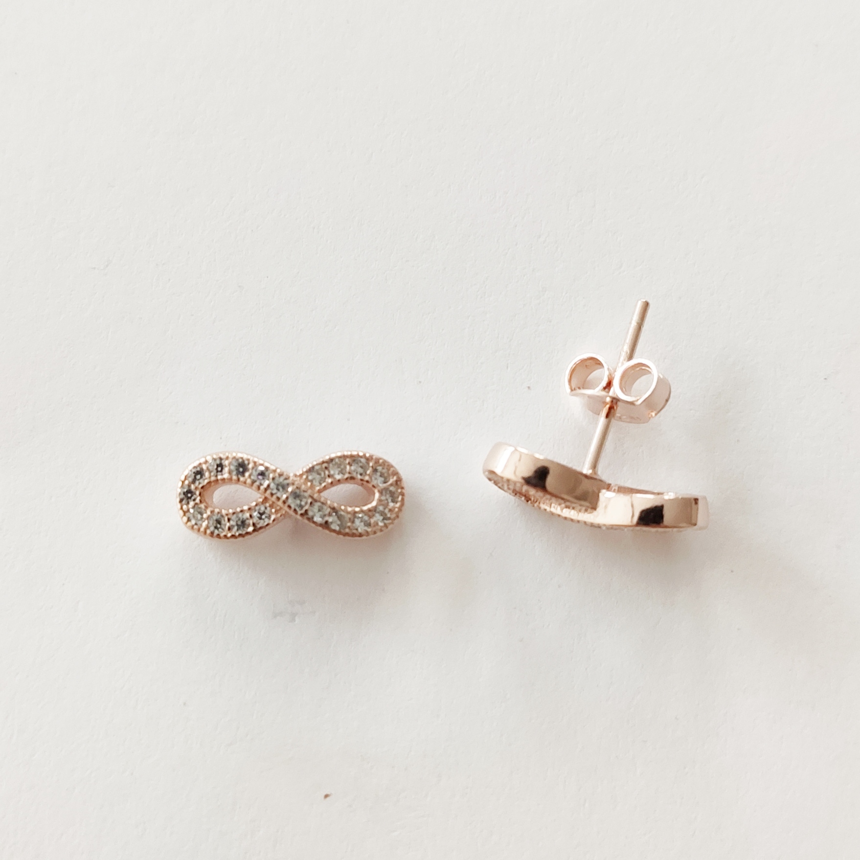 AROS CON CRISTAL DE PLATA 925 BAÑADO EN ORO ROSÉ
