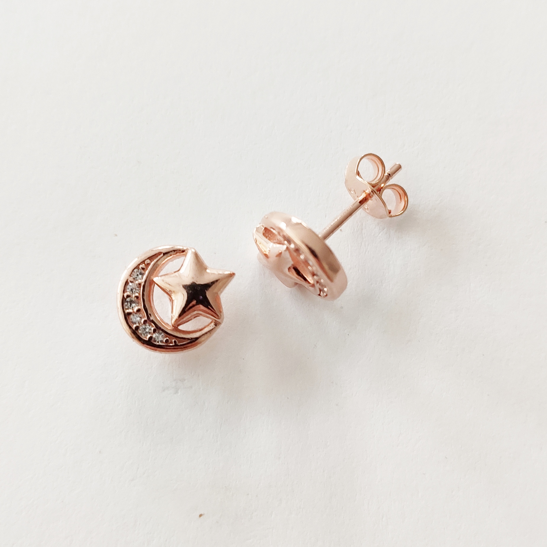 AROS CON CRISTAL DE PLATA 925 BAÑADO EN ORO ROSÉ