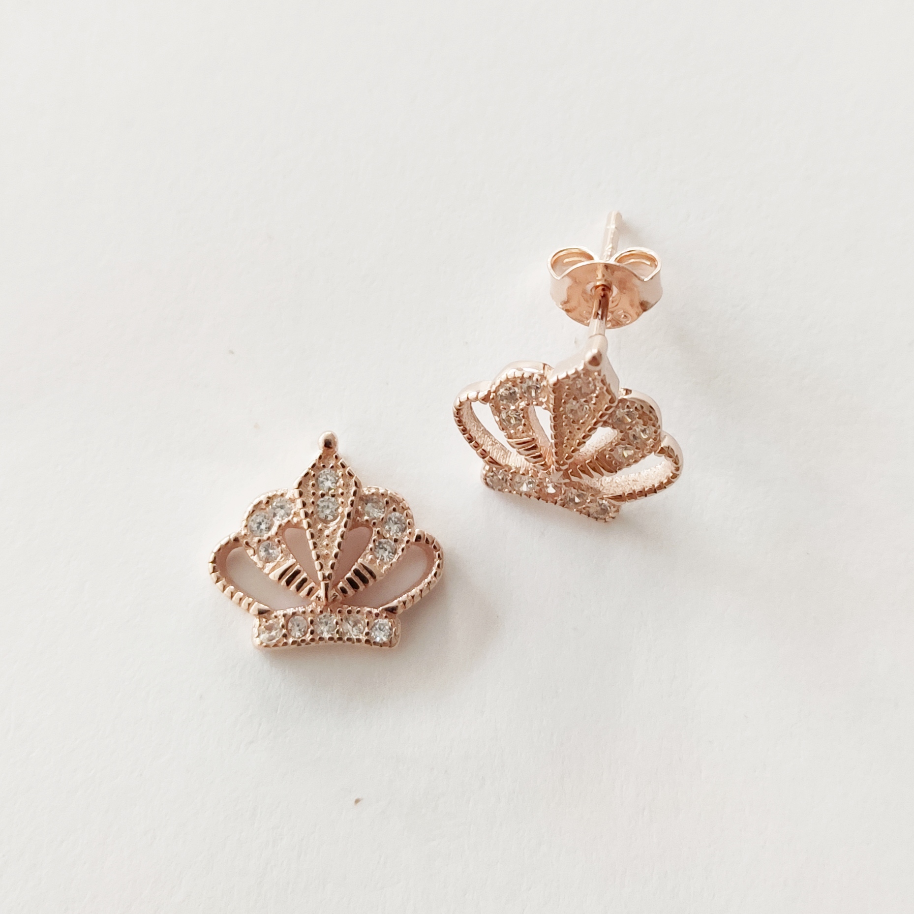 Aros con Cristal de Plata 925 Bañado en Oro Rosé