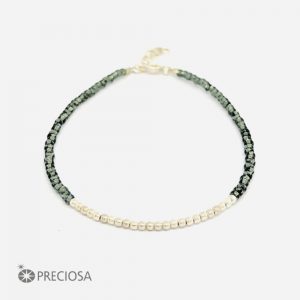 PULSERA CON CRISTALES DE PLATA 925 - Gris Oscuro