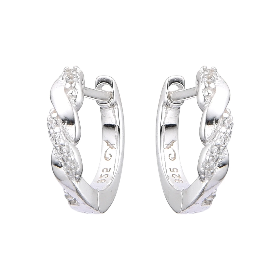 HUGGIES CON CRISTAL 12MM PLATA 925