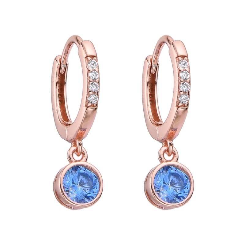 HUGGIES 14MM CON CRISTAL DE PLATA 925 BAÑADO EN ORO