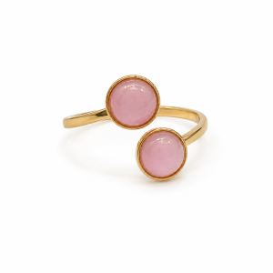 ANILLO ACERO DORADO AJUSTABLE SIMIL NACAR