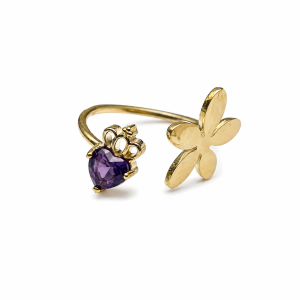 ANILLO ACERO DORADO AJUSTABLE CRISTAL