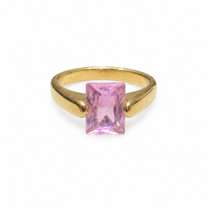 ANILLO ACERO DORADO CRISTAL - 22
