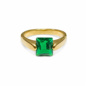 ANILLO ACERO DORADO CRISTAL