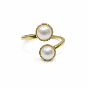 ANILLO ACERO DORADO AJUSTABLE SIMIL PERLA