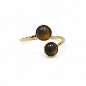 ANILLO ACERO DORADO AJUSTABLE SIMIL PIEDRA