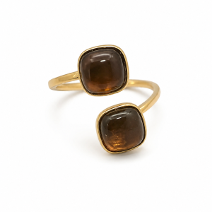 ANILLO ACERO DORADO AJUSTABLE SIMIL PIEDRA
