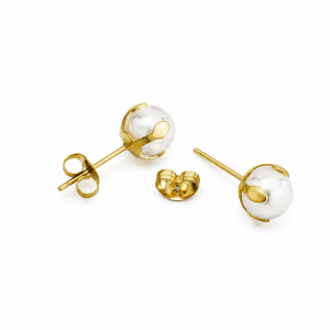 AROS PERLA 4MM ACERO DORADO