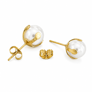 AROS PERLA 8MM ACERO DORADO