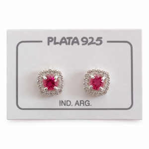 Aros con Cristal de Plata 925 - Rosado