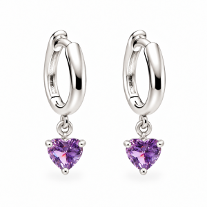 HUGGIES 10MM CRISTAL PLATA 925 - Violeta