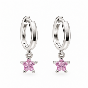 HUGGIES 10MM CRISTAL PLATA 925 - Rosado